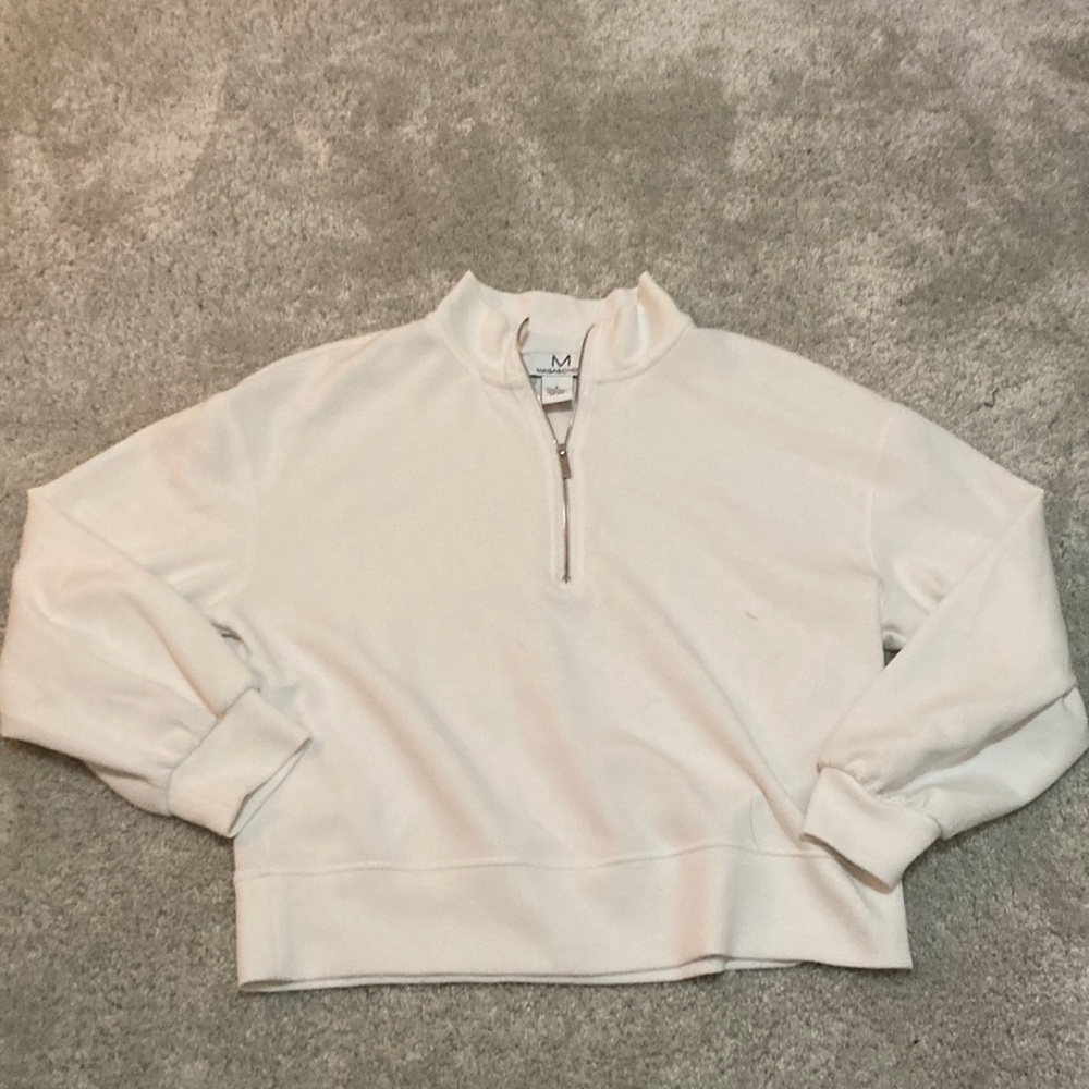 White cropped quarter zip